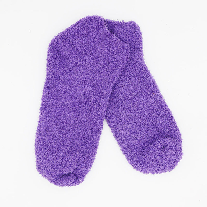 GRAPE VELVET COZY WARM ANKLE SOCKS