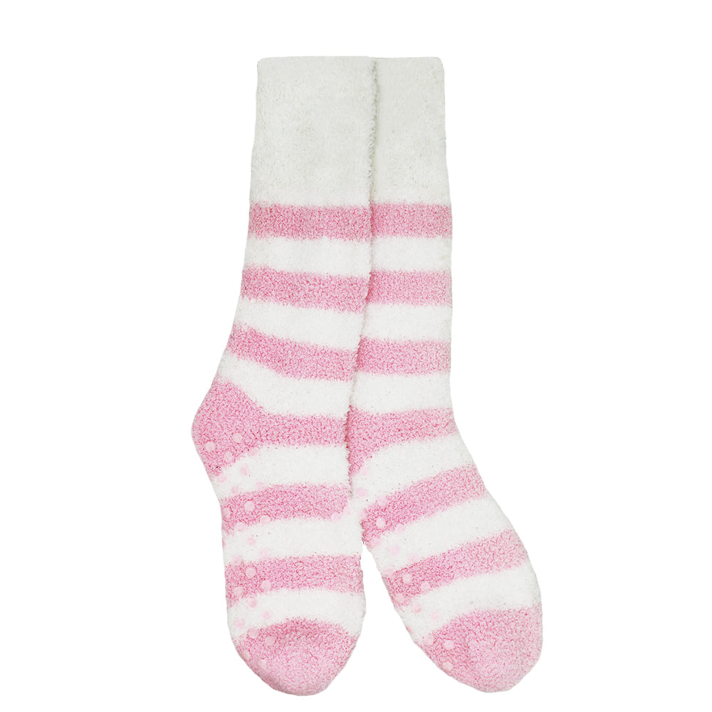 BLUSH STRIPES GRIP COZY WARM SOCKS