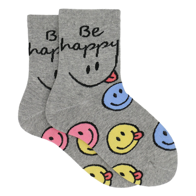 HAPPY VIBES ANKLE SOCKS (GREY)