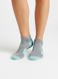 ATHLETIC GREY & AQUA ANKLE SOCKS