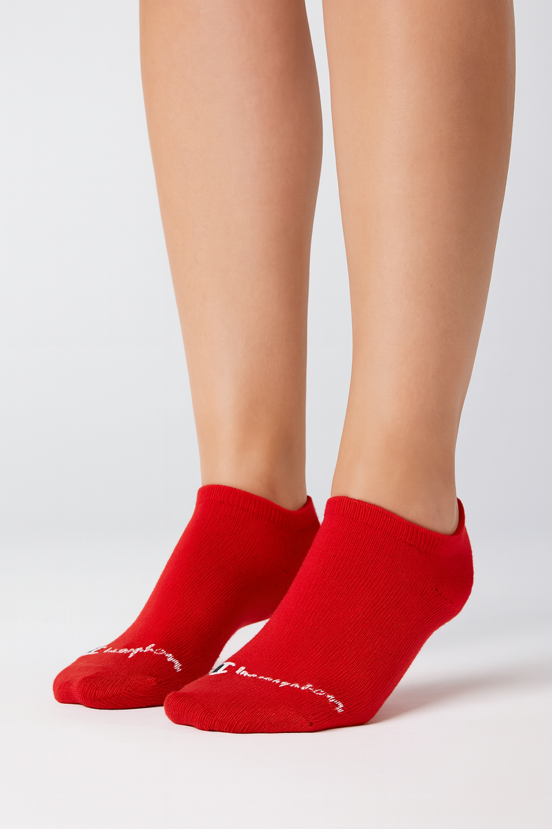 CHAMPION SOLID RED LOGO ANKLE SOCKS