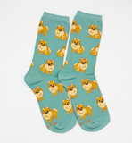 AQUA POMERANIAN PATTERN SOCKS