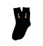 BUSINESS BEAR EMBROIDERED BLACK SOCKS