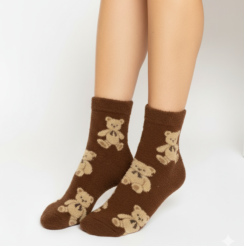 TEDDY BEAR COZY CREW SOCKS