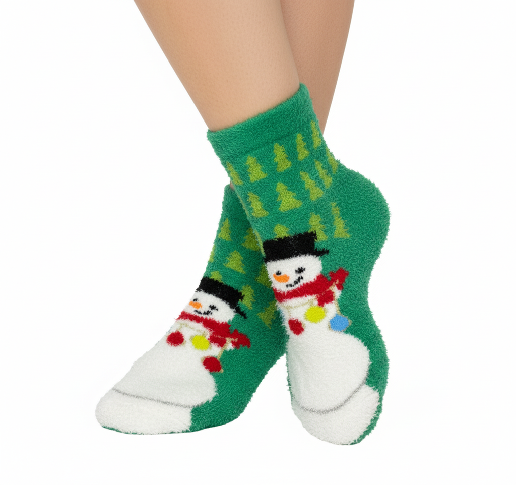 FESTIVE SNOWMAN FUZZY SOCKS
