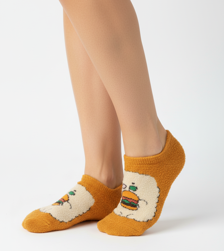 FUZZY HAMBURGER ANKLE SOCKS