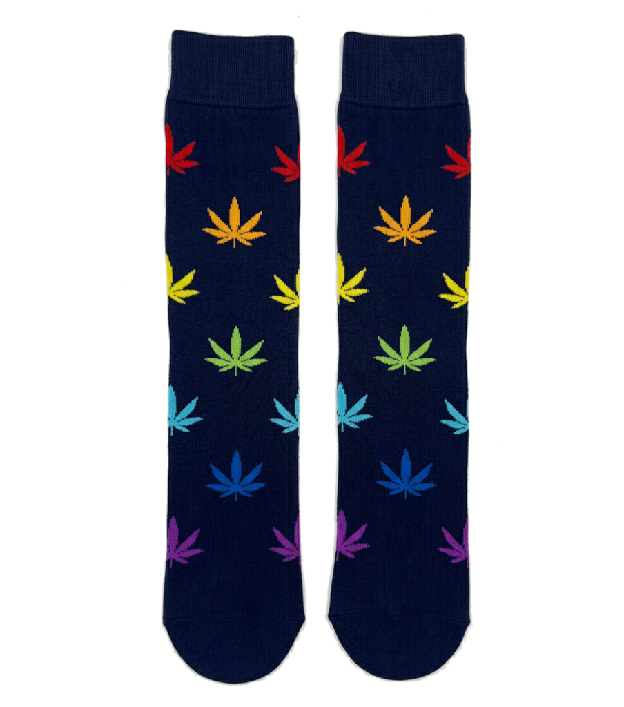 RAINBOW CANNABIS LEAF CREW SOCKS