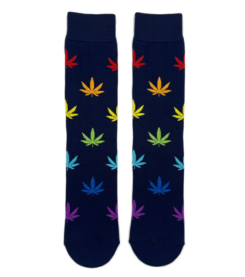 RAINBOW CANNABIS LEAF CREW SOCKS