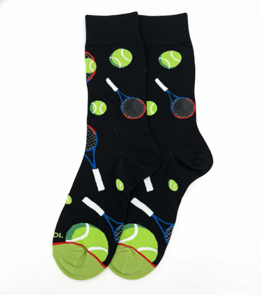TENNIS COURT BLACK CREW SOCKS