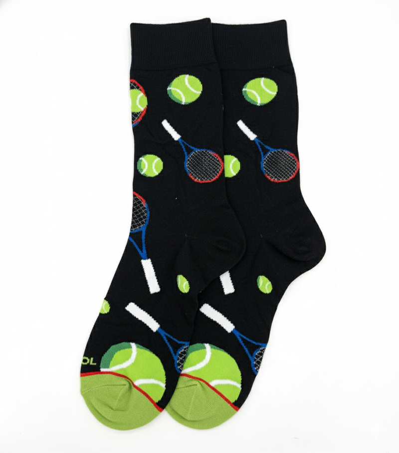 TENNIS COURT BLACK CREW SOCKS
