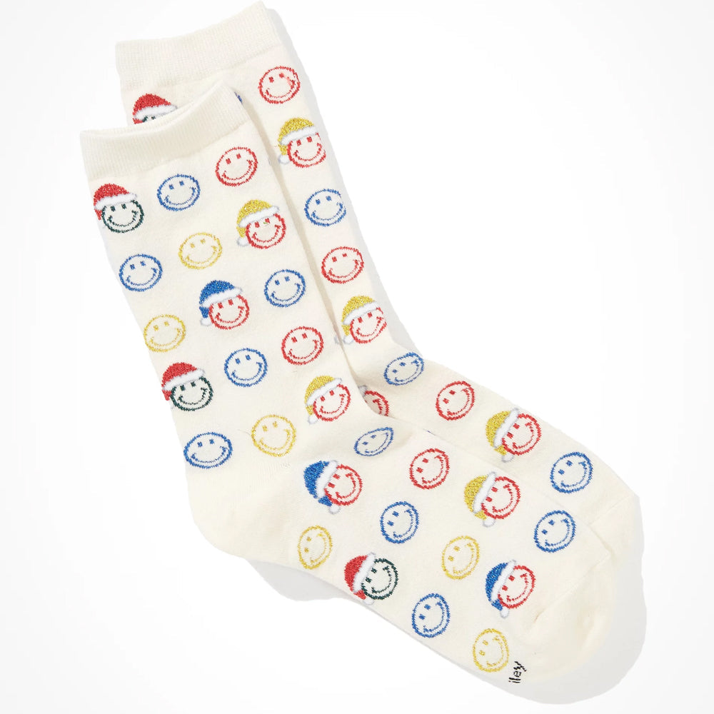 CHRISTMAS SMILEY CREW SOCKS