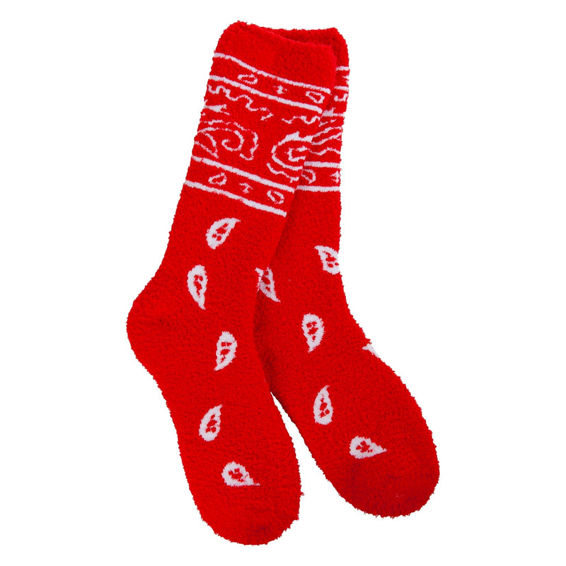 BANDANA RED FUZZY WARM SOCKS