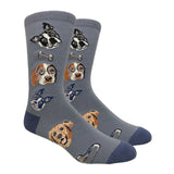 BLUE GREY DOG LOVER SOCKS