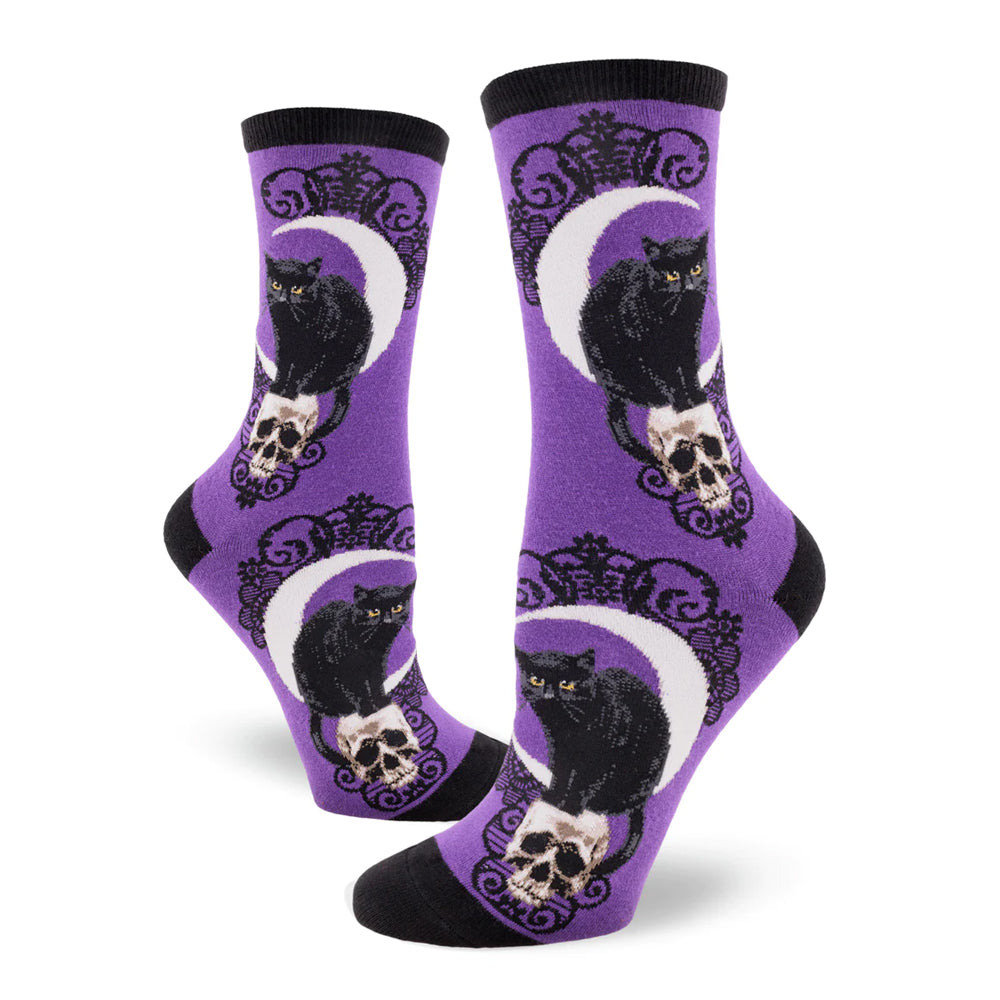 BLACK CAT MOON PURPLE SOCKS