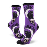 BLACK CAT MOON PURPLE SOCKS