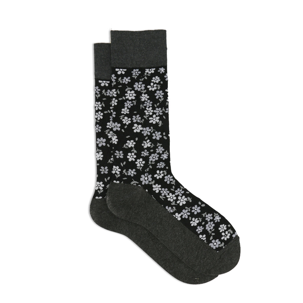 CHARCOAL FLORAL FLOWER SOCKS