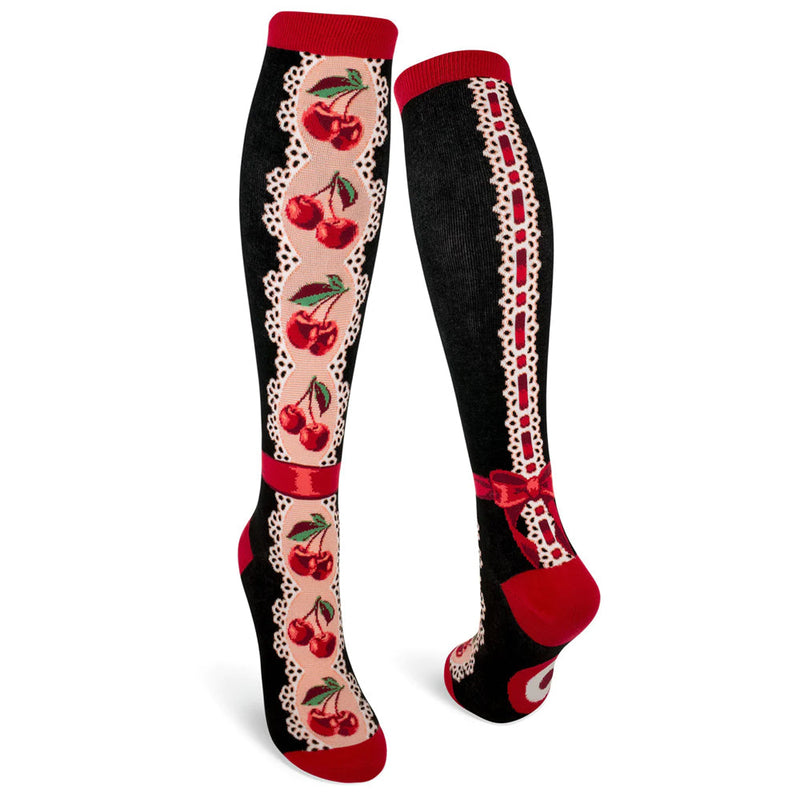 CHERRIES & LACE KNEE SOCKS