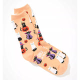 CAT GHOST HALLOWEEN PUMPKIN CREW SOCKS