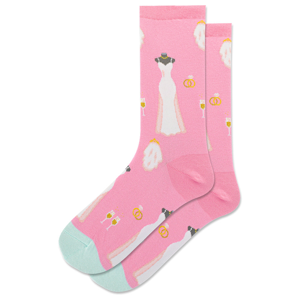 WEDDING DRESS PINK CREW SOCKS
