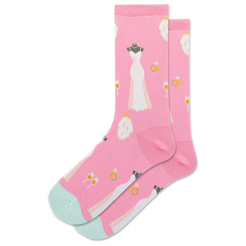WEDDING DRESS PINK CREW SOCKS