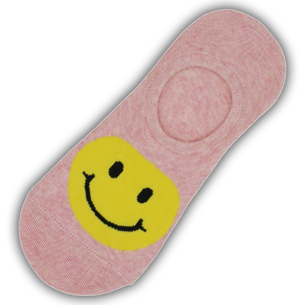 BIG SMILEY FACE NO SHOW SOCKS GREY