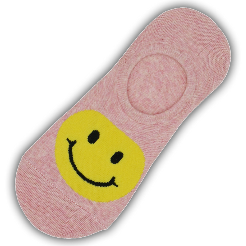 BIG SMILEY FACE NO SHOW SOCKS GREY