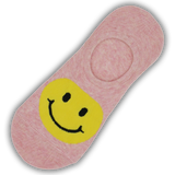 BIG SMILEY FACE NO SHOW SOCKS GREY