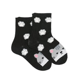 BLACK CAT WITH FOOTPRINTS ANKLE SOCKS