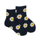 BLACK SMILEY SUNFLOWER ANKLE SOCKS