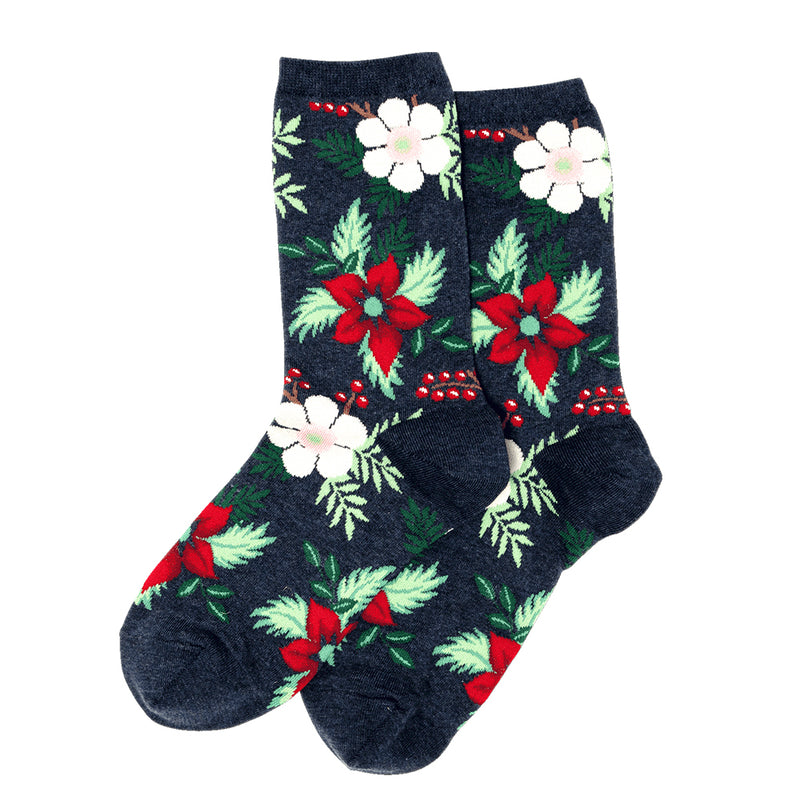 CHRISTMAS POINSETTIA SOCKS