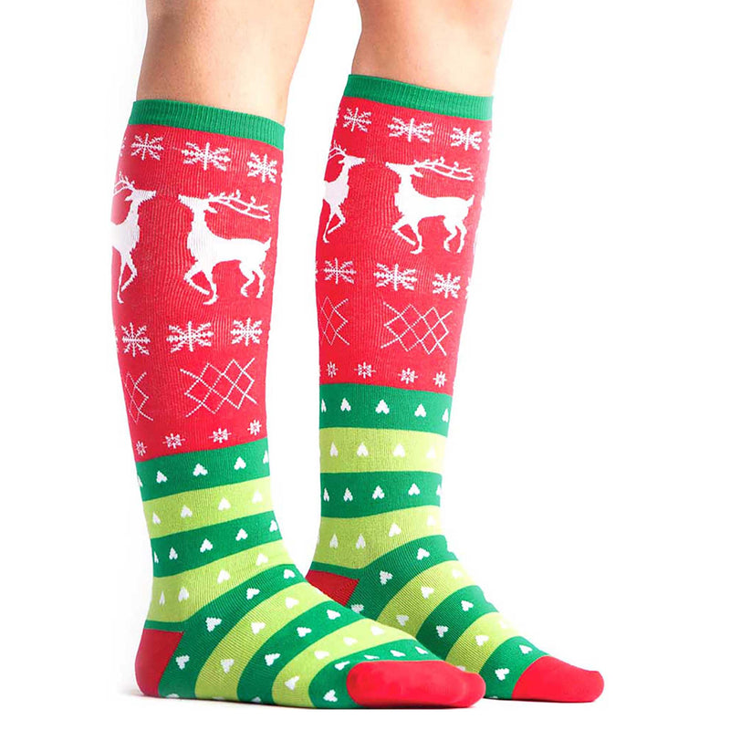 CHRISTMAS REINDEER KNEE HIGH SOCKS