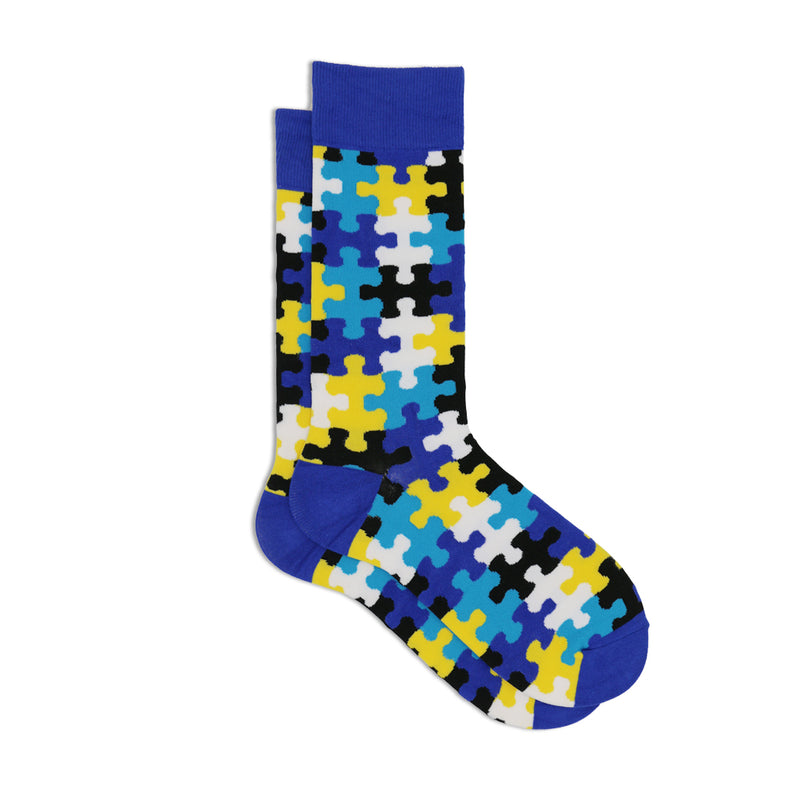 COLORFUL BLUE PUZZLE AUTISM SOCKS