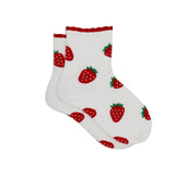 WHITE STRAWBERRY ANKLE SOCKS
