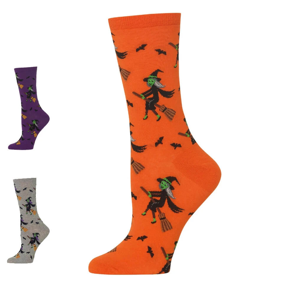 WITCH ON BROOM SOCKS