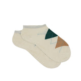 WHITE CUSHIONED ARGYLE ANKLE SOCKS