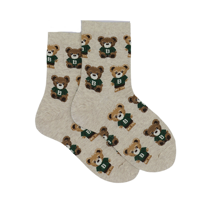 WHITE TEDDY BEAR ANKLE SOCKS