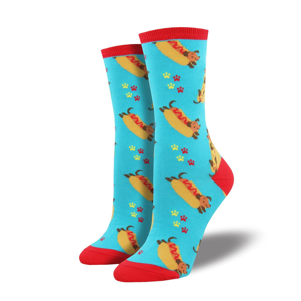 WIENER DOG IN A BUN SOCKS
