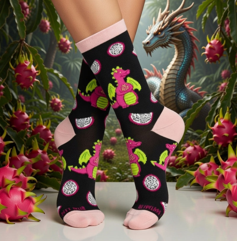 NEON DRAGON FRUIT CREW SOCKS