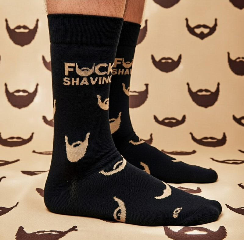 F*CK SHAVING BEARD PATTERN CREW SOCKS