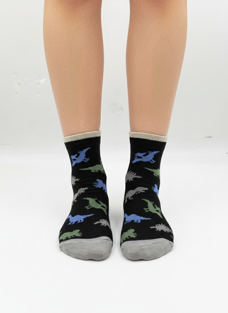 ROARING DINO-PRINT CREW SOCKS