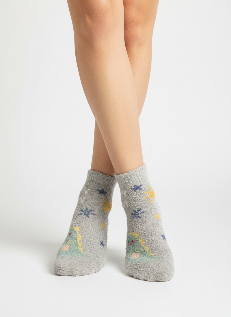 FUZZY DINO COMFORT SOCKS
