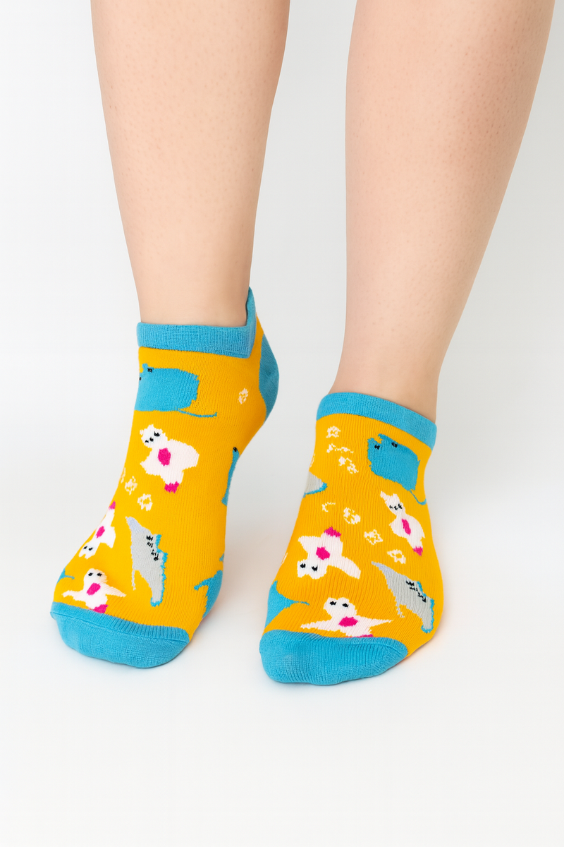 YELLOW SEALIFE ANKLE SOCKS