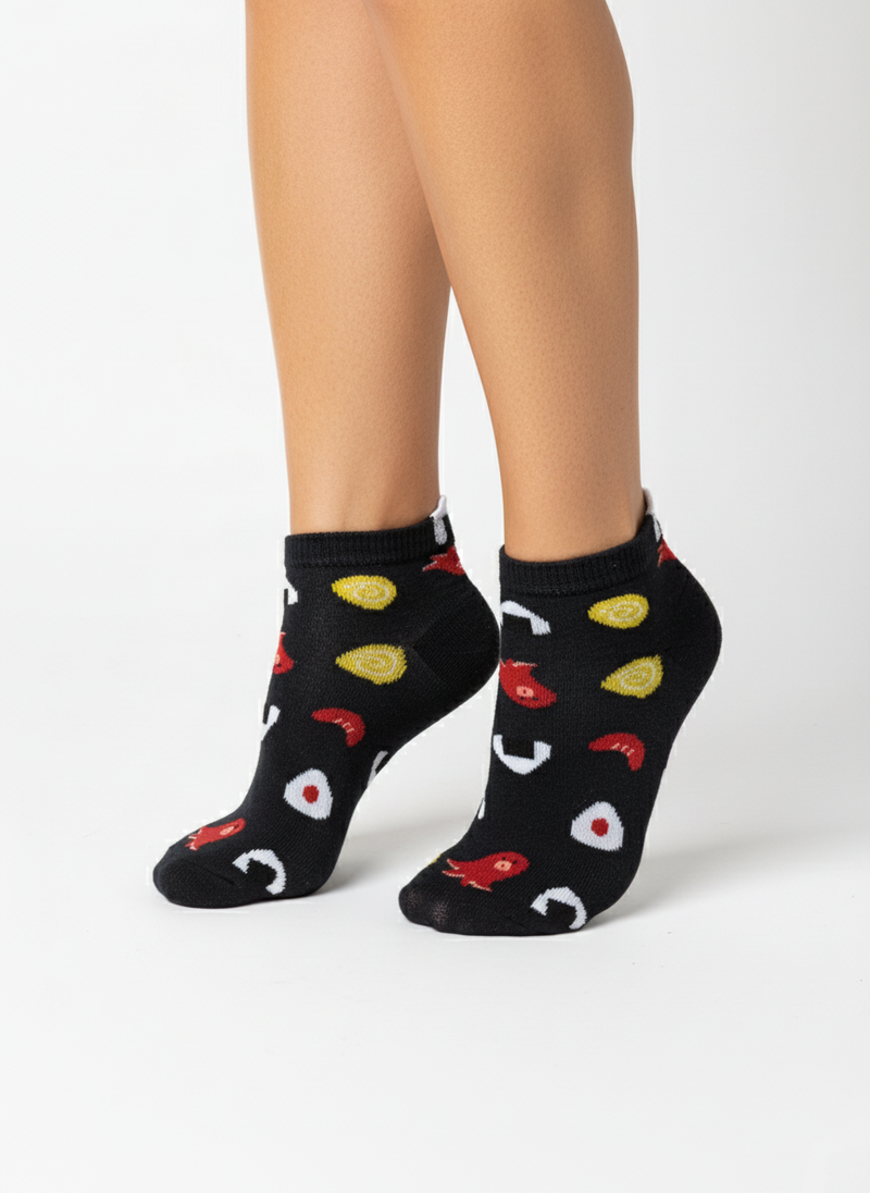 BLACK SUSHI PRINT SNEAKER SOCKS