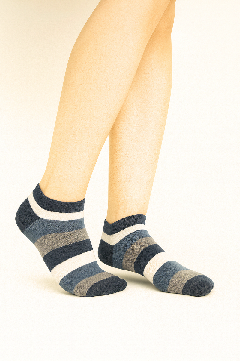 NAUTICAL MULTI-STRIPE ANKLE SOCKS