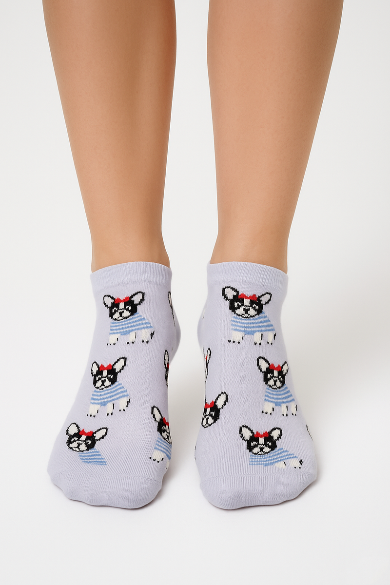 FRENCH BULLDOG STRIPE ANKLE SOCKS