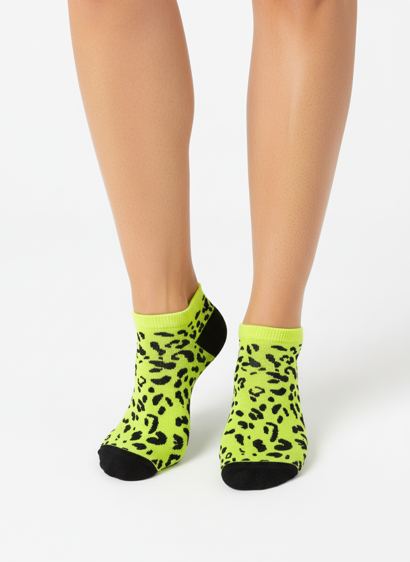 NEON LEOPARD PRINT ANKLE SOCKS