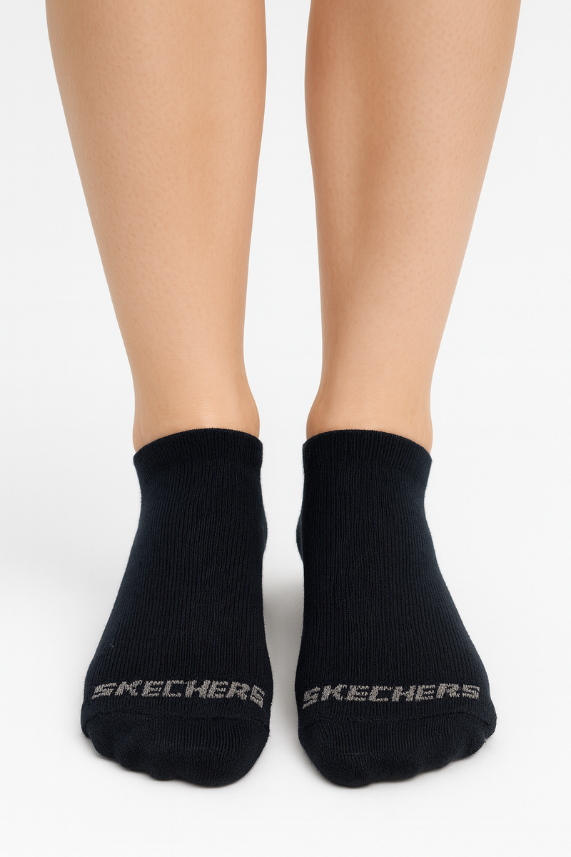 SKECHERS BLACK NO-SHOW SOCKS