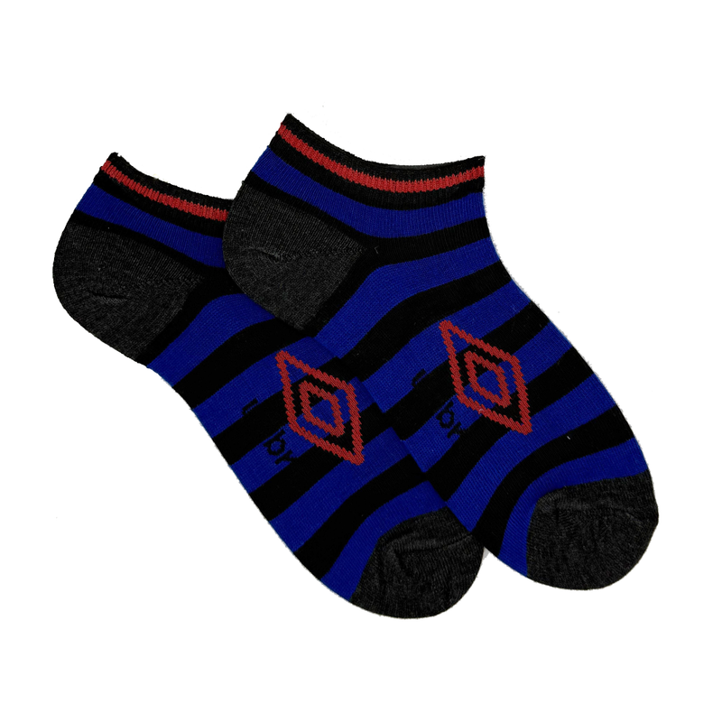 UMBRO STRIPED ANKLE SOCKS (BLUE/BLACK)