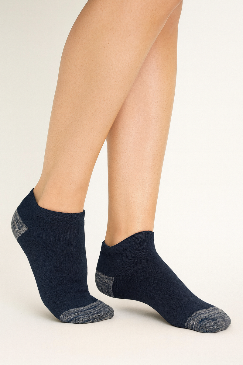 NAVY BLUE LOW-CUT SOCKS W/ GREY ACCENTS