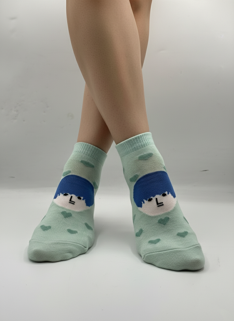 PASTEL MINT FACE ANKLE SOCKS